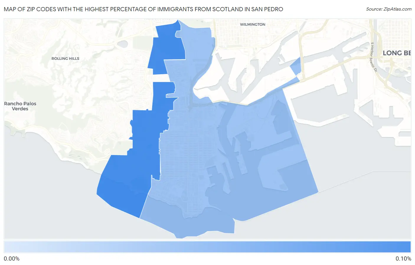 Zip Codes with the Highest Percentage of Immigrants from Scotland in San Pedro Map