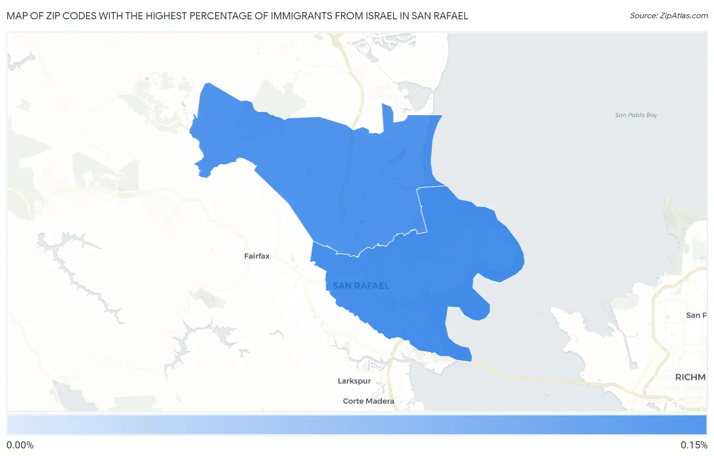 Zip Codes with the Highest Percentage of Immigrants from Israel in San Rafael Map