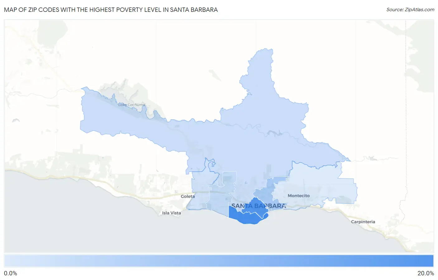 Zip Codes with the Highest Poverty Level in Santa Barbara Map