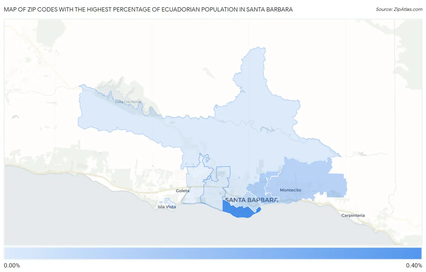Zip Codes with the Highest Percentage of Ecuadorian Population in Santa Barbara Map