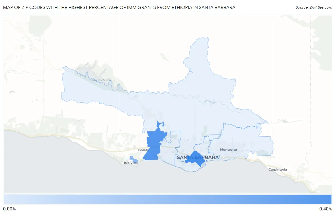 Zip Codes with the Highest Percentage of Immigrants from Ethiopia in Santa Barbara Map