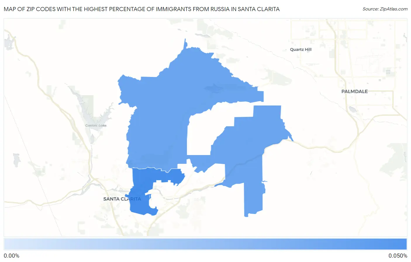 Zip Codes with the Highest Percentage of Immigrants from Russia in Santa Clarita Map