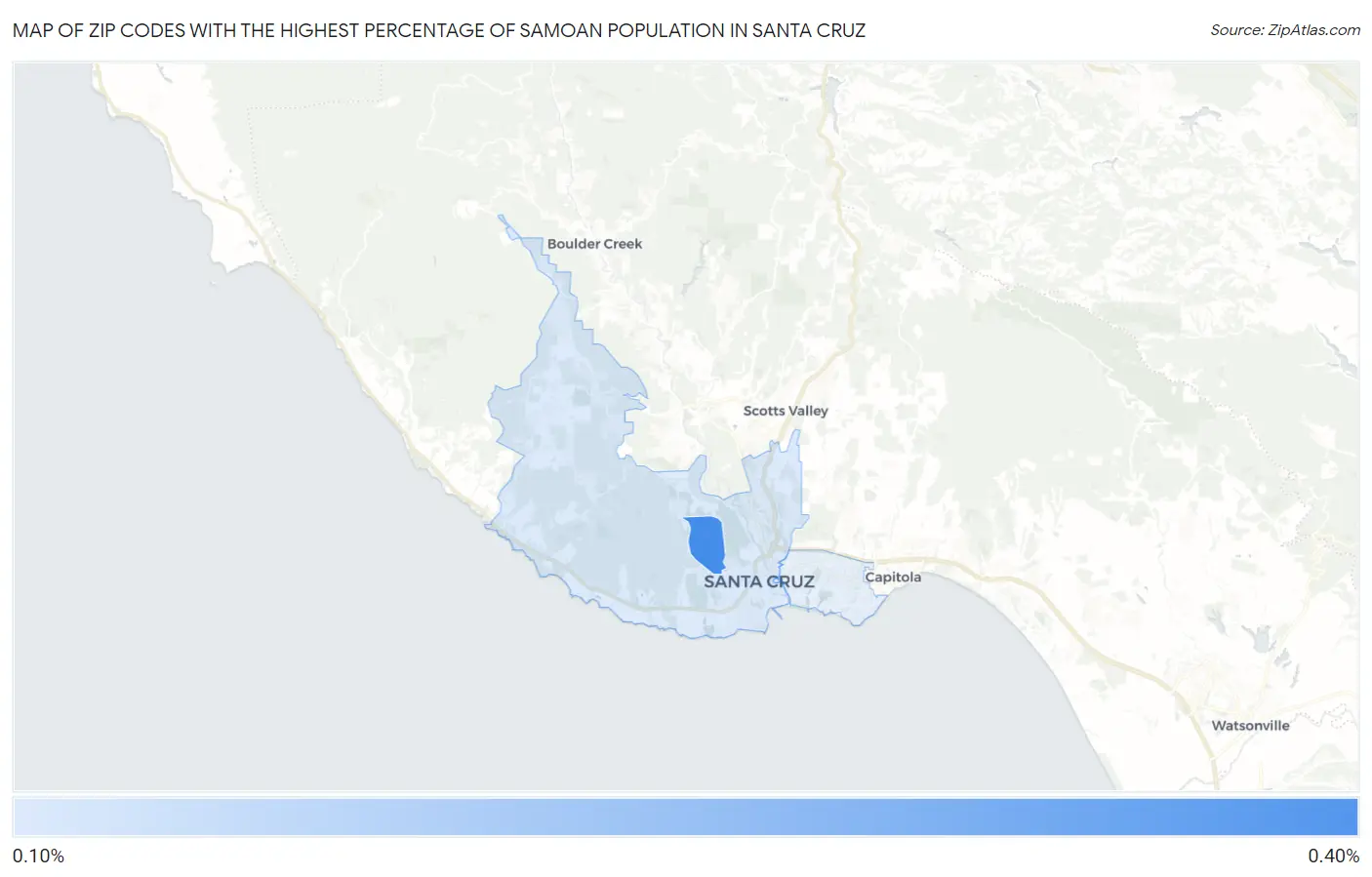 Zip Codes with the Highest Percentage of Samoan Population in Santa Cruz Map