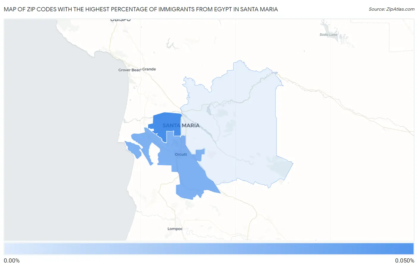 Zip Codes with the Highest Percentage of Immigrants from Egypt in Santa Maria Map