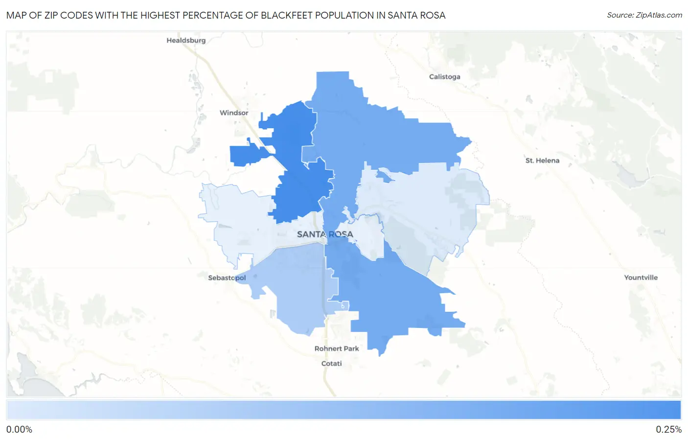 Zip Codes with the Highest Percentage of Blackfeet Population in Santa Rosa Map