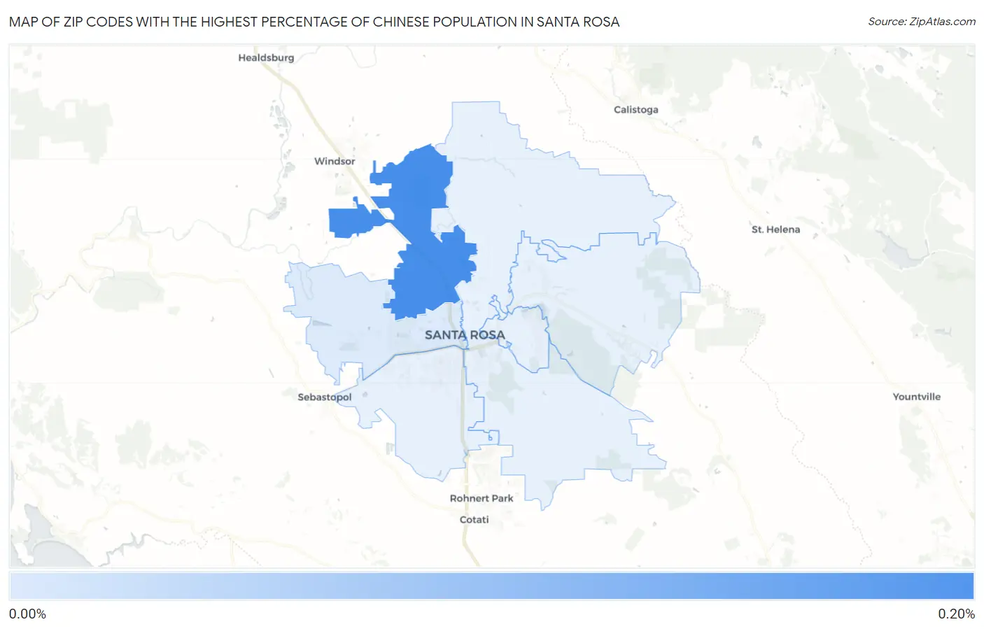 Zip Codes with the Highest Percentage of Chinese Population in Santa Rosa Map