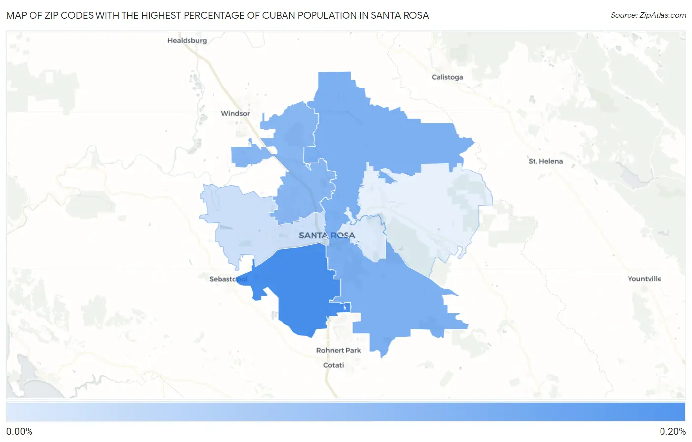Zip Codes with the Highest Percentage of Cuban Population in Santa Rosa Map