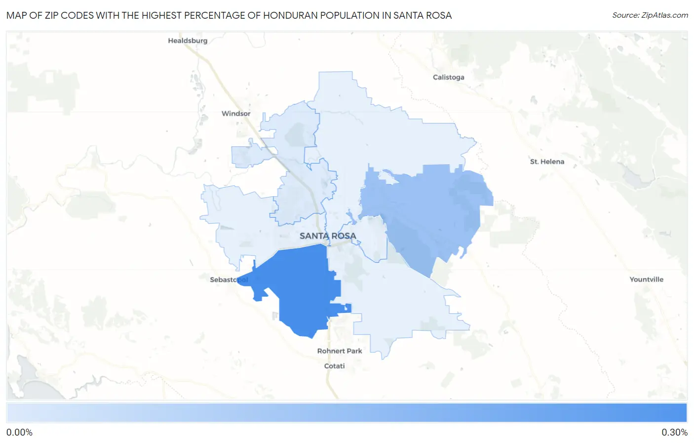 Zip Codes with the Highest Percentage of Honduran Population in Santa Rosa Map