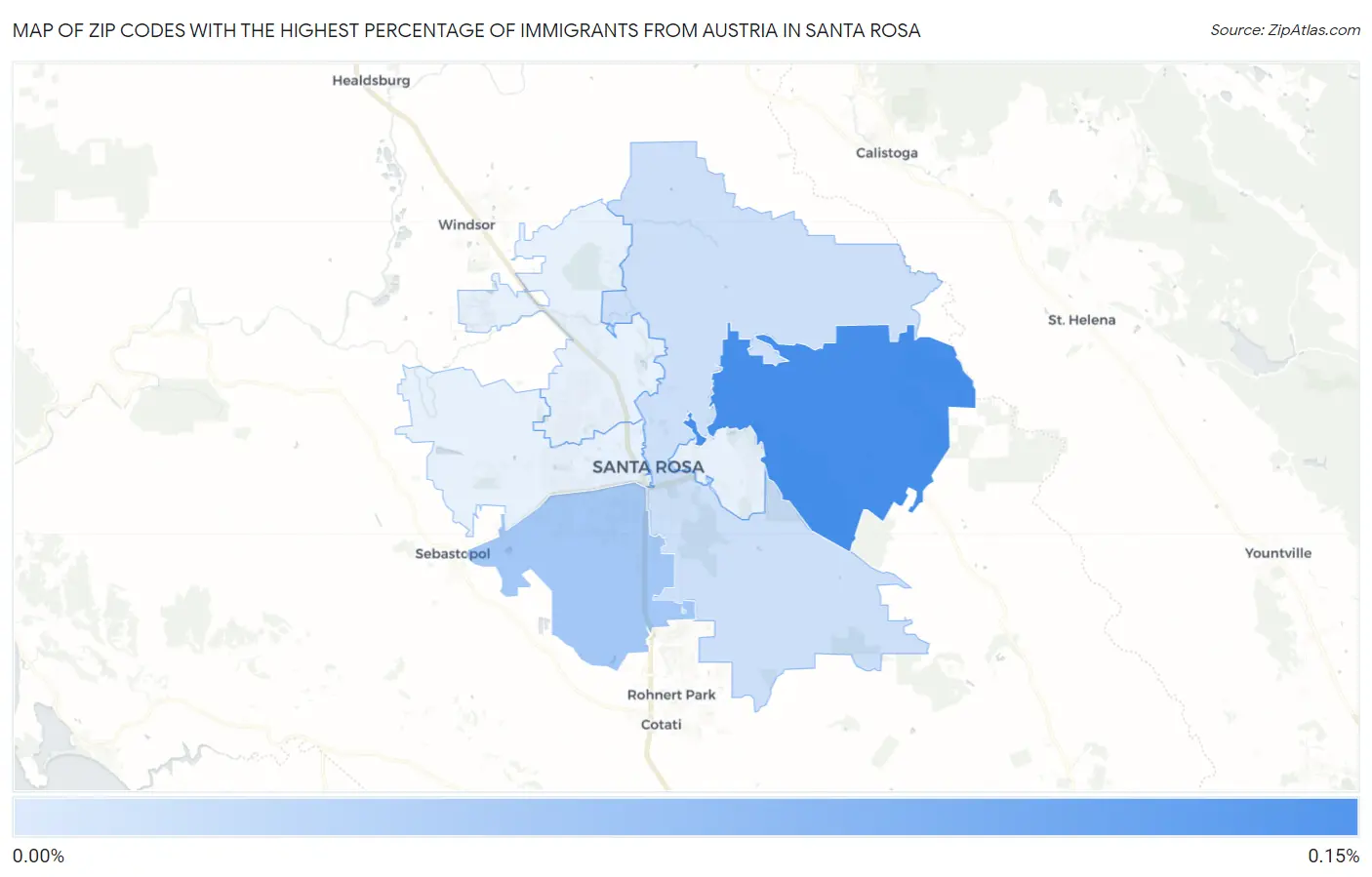 Zip Codes with the Highest Percentage of Immigrants from Austria in Santa Rosa Map