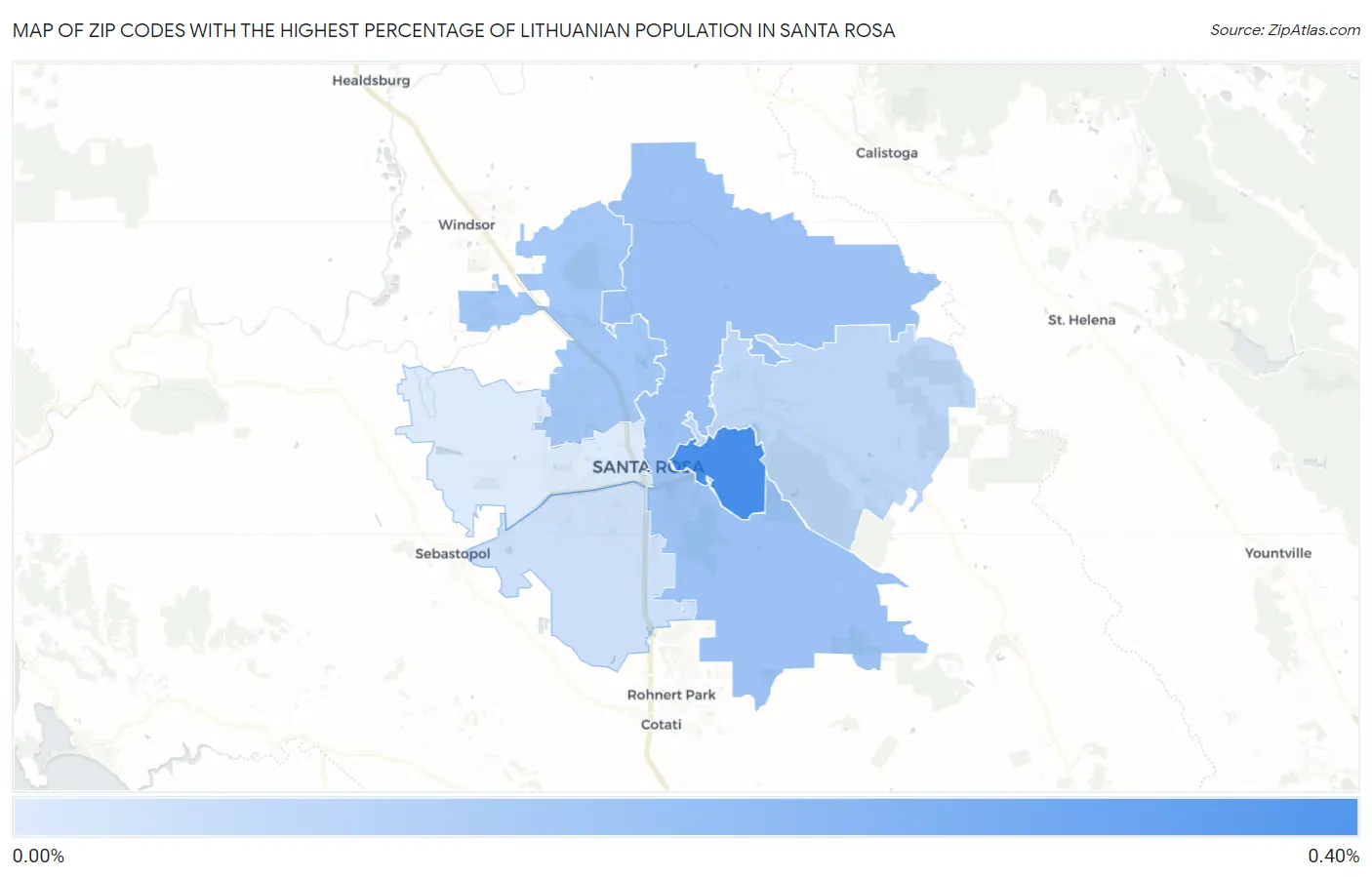 Zip Codes with the Highest Percentage of Lithuanian Population in Santa Rosa Map