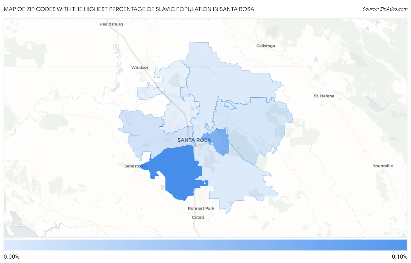 Zip Codes with the Highest Percentage of Slavic Population in Santa Rosa Map
