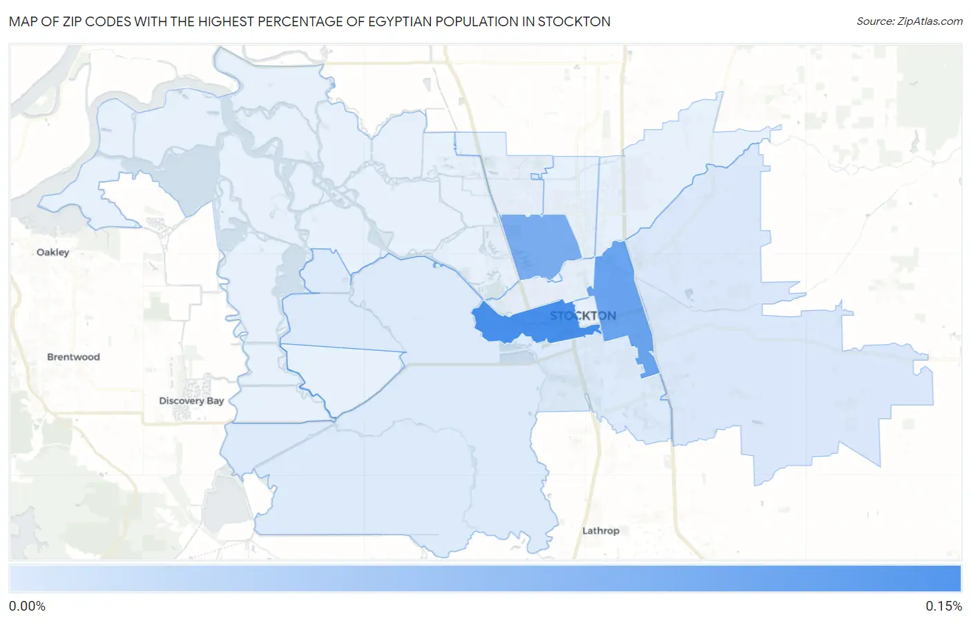 Zip Codes with the Highest Percentage of Egyptian Population in Stockton Map