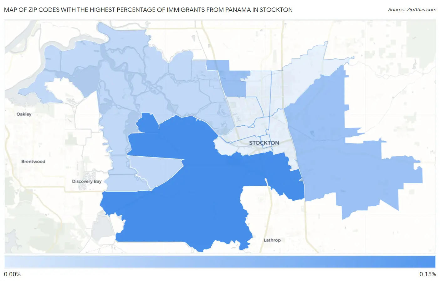 Zip Codes with the Highest Percentage of Immigrants from Panama in Stockton Map