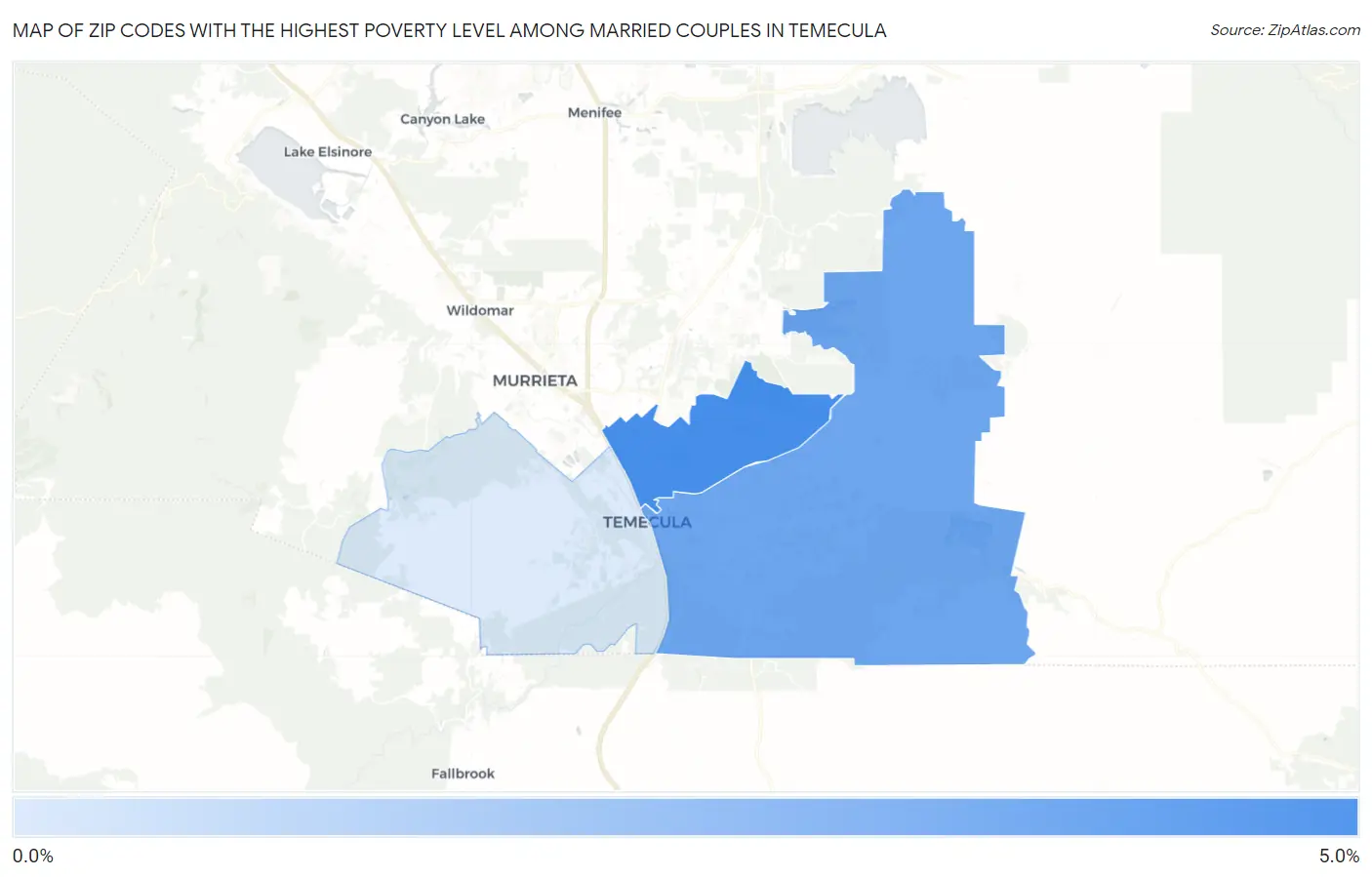 Zip Codes with the Highest Poverty Level Among Married Couples in Temecula Map