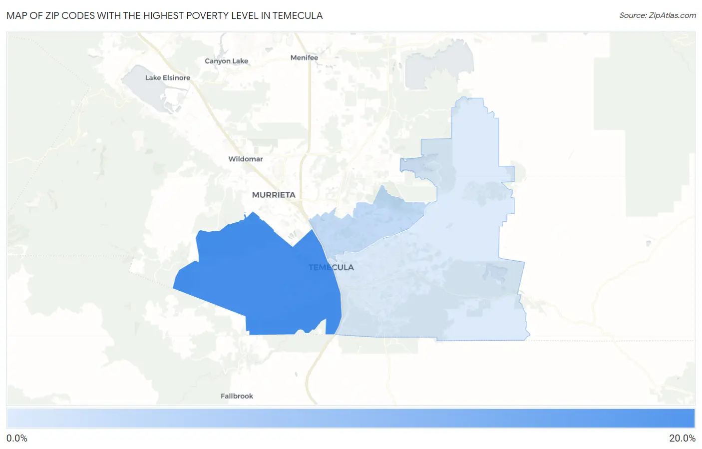 Zip Codes with the Highest Poverty Level in Temecula Map