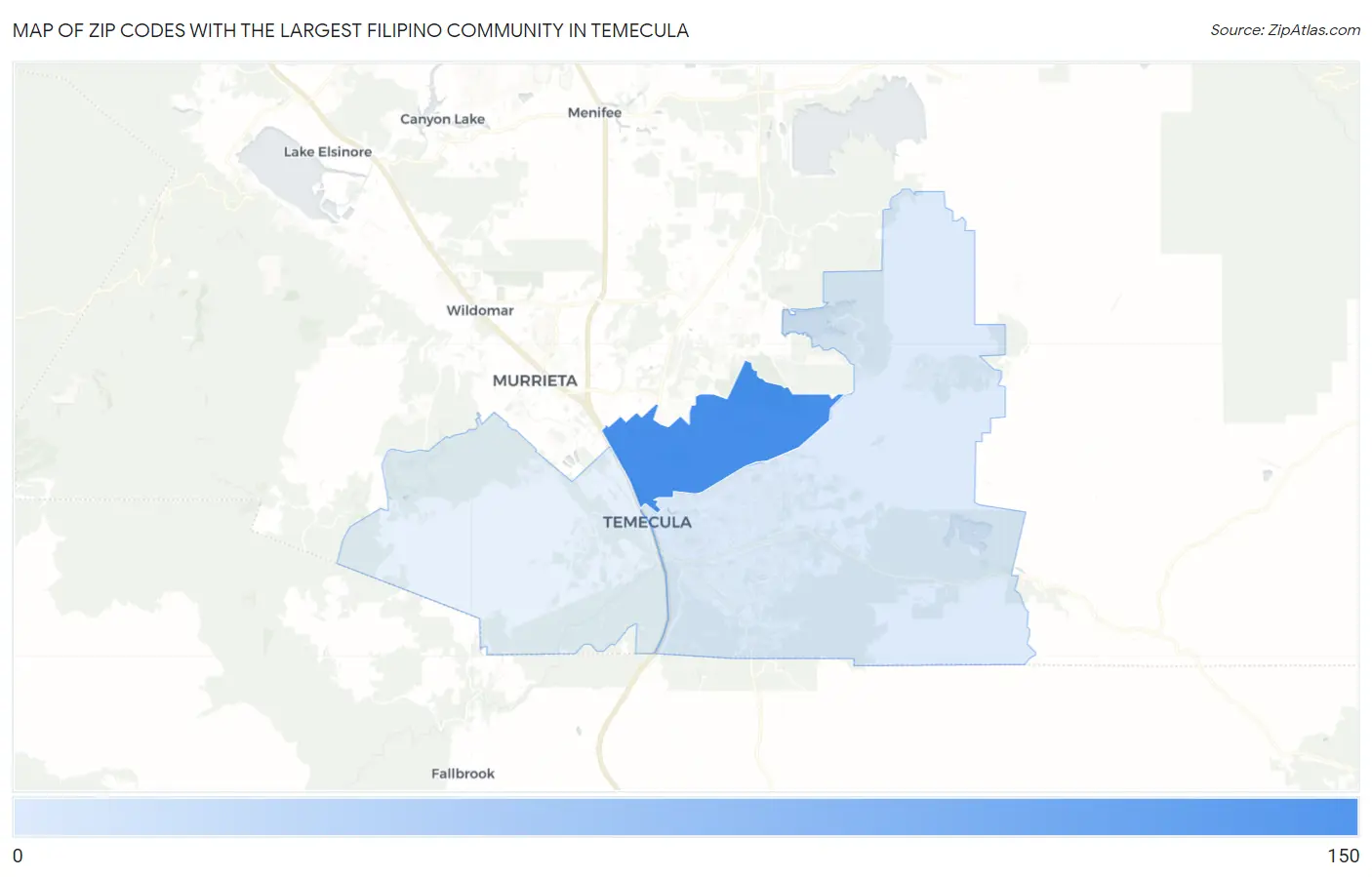 Zip Codes with the Largest Filipino Community in Temecula Map