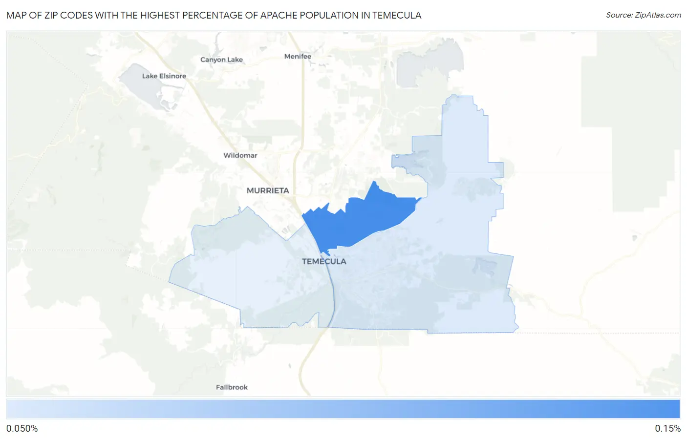 Zip Codes with the Highest Percentage of Apache Population in Temecula Map
