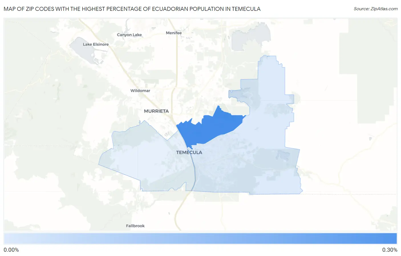 Zip Codes with the Highest Percentage of Ecuadorian Population in Temecula Map