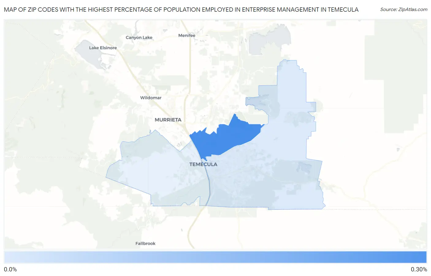 Zip Codes with the Highest Percentage of Population Employed in Enterprise Management in Temecula Map