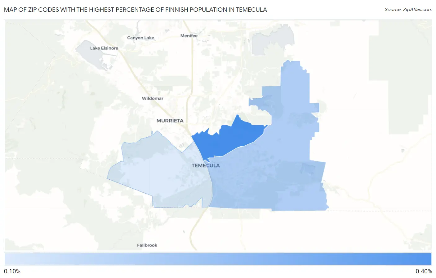Zip Codes with the Highest Percentage of Finnish Population in Temecula Map