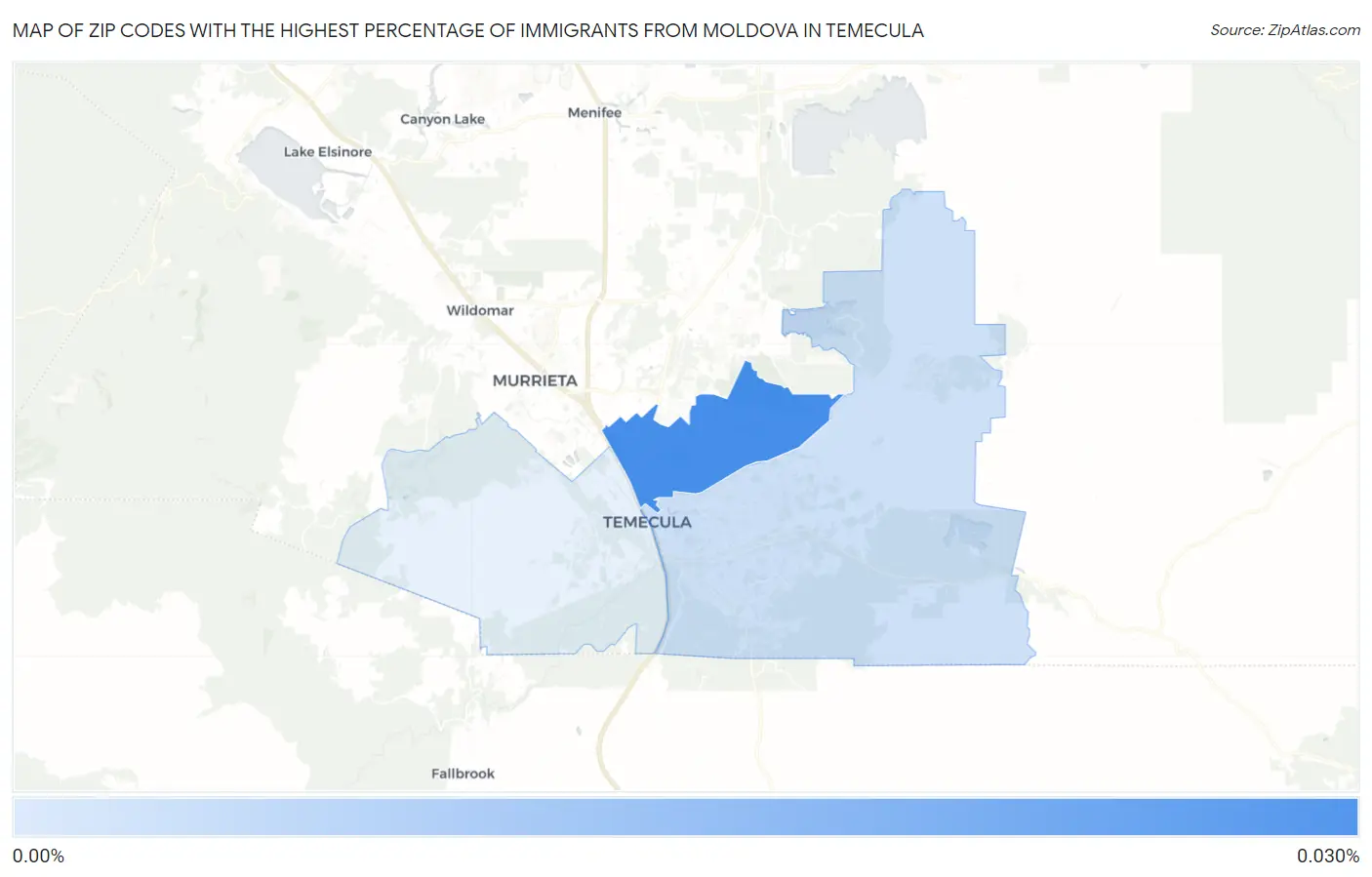 Zip Codes with the Highest Percentage of Immigrants from Moldova in Temecula Map