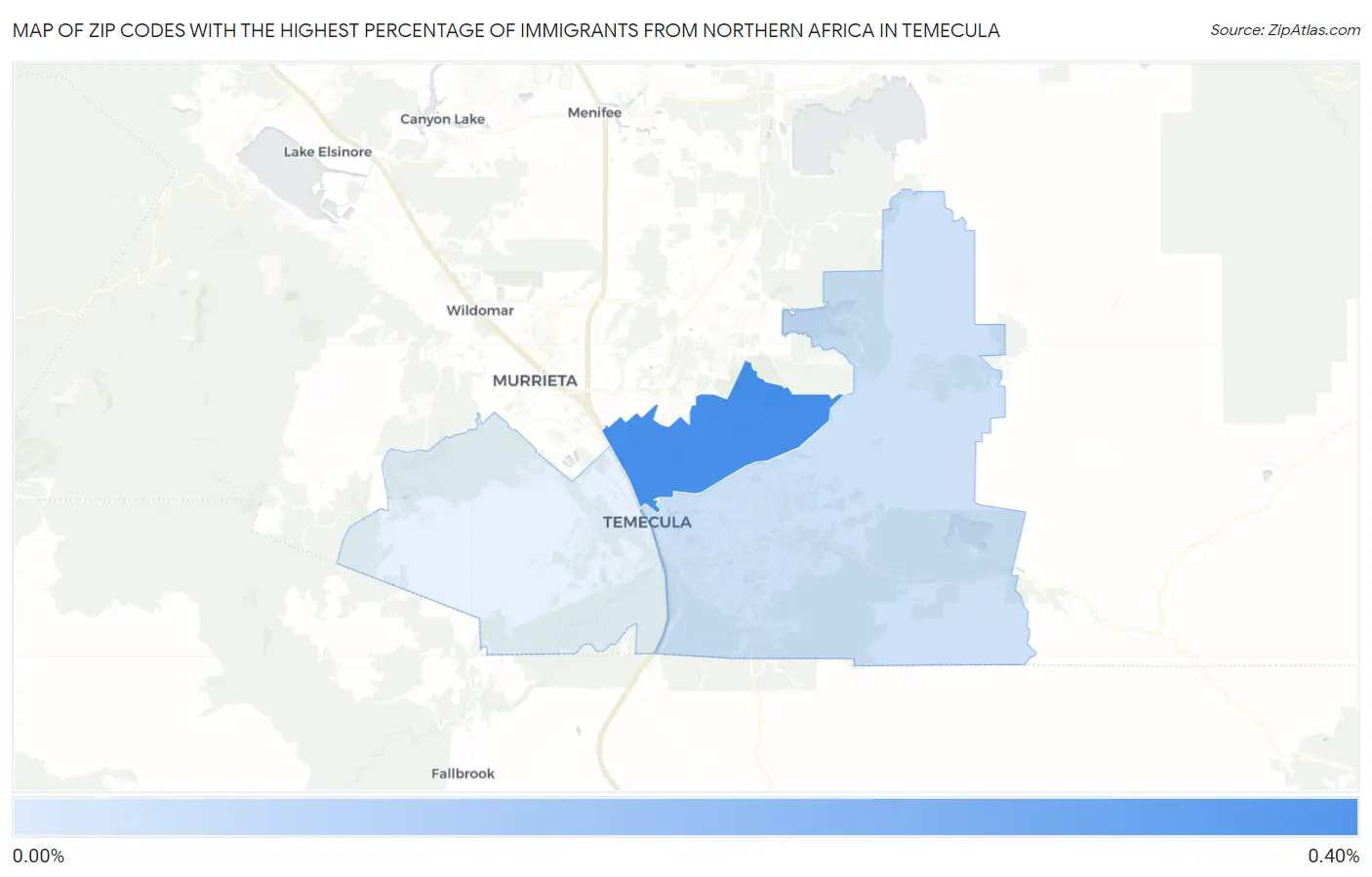 Zip Codes with the Highest Percentage of Immigrants from Northern Africa in Temecula Map