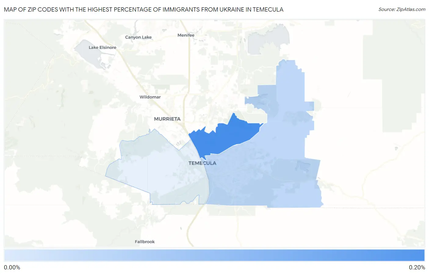 Zip Codes with the Highest Percentage of Immigrants from Ukraine in Temecula Map