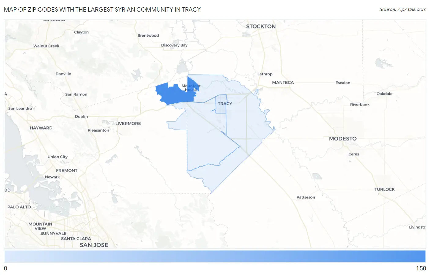Zip Codes with the Largest Syrian Community in Tracy Map