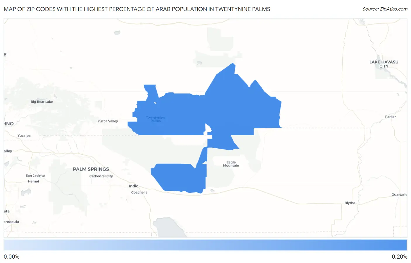 Zip Codes with the Highest Percentage of Arab Population in Twentynine Palms Map