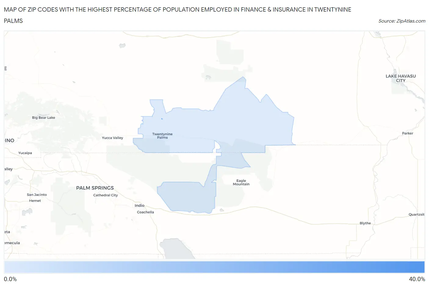 Zip Codes with the Highest Percentage of Population Employed in Finance & Insurance in Twentynine Palms Map