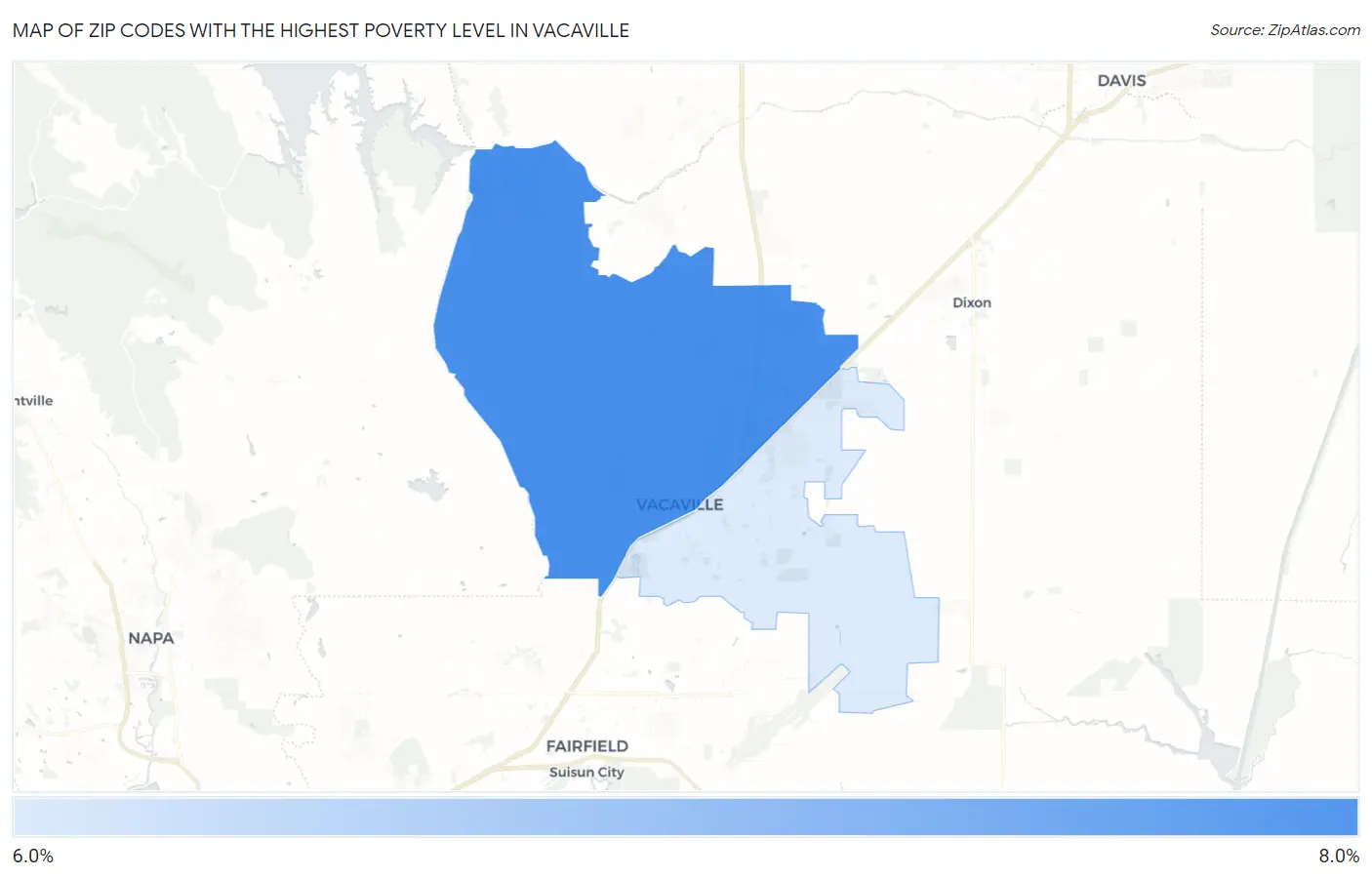 Zip Codes with the Highest Poverty Level in Vacaville Map