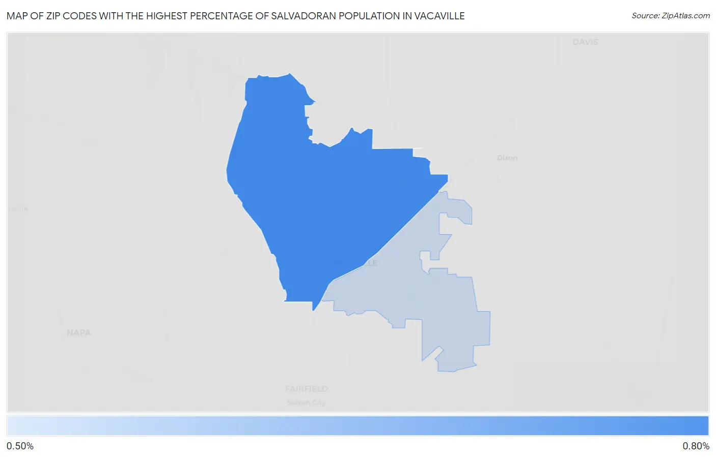 Zip Codes with the Highest Percentage of Salvadoran Population in Vacaville Map
