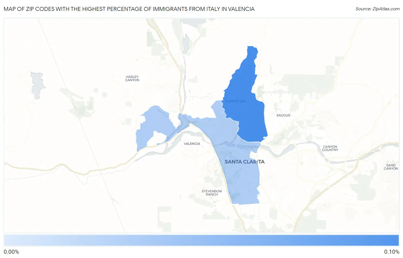 Zip Codes with the Highest Percentage of Immigrants from Italy in Valencia Map