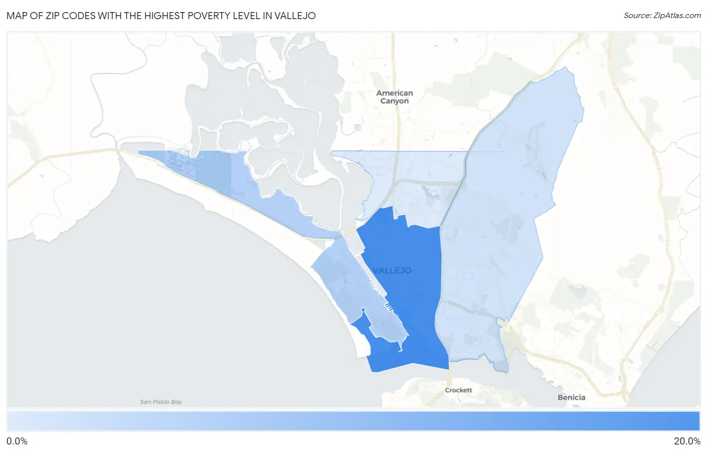 Zip Codes with the Highest Poverty Level in Vallejo Map