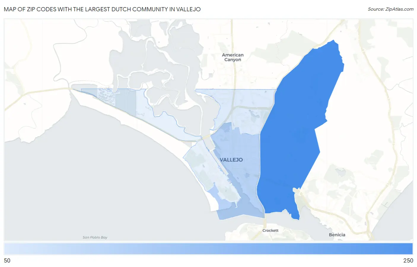 Zip Codes with the Largest Dutch Community in Vallejo Map