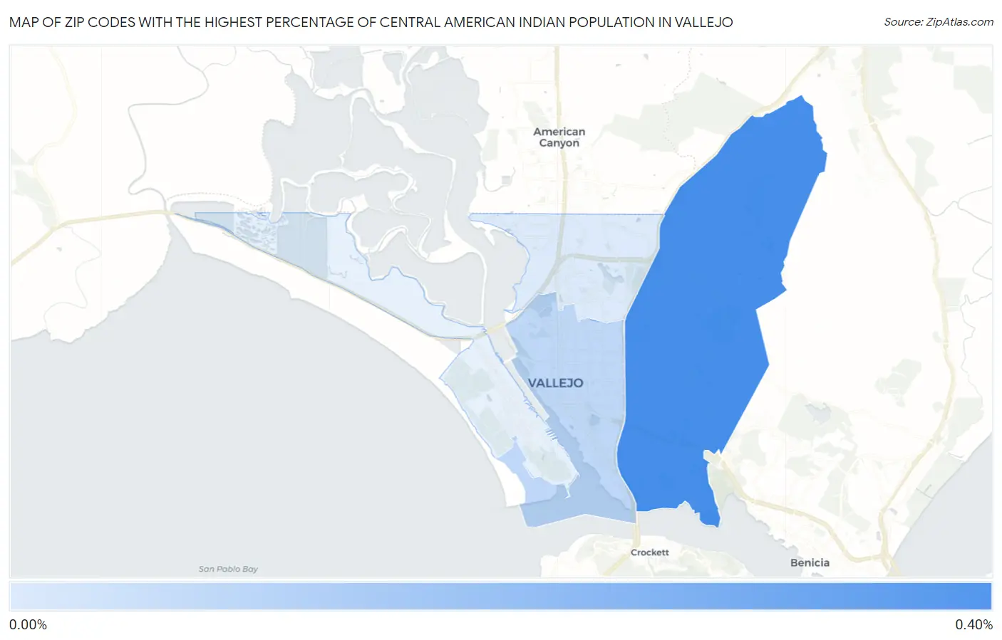 Zip Codes with the Highest Percentage of Central American Indian Population in Vallejo Map