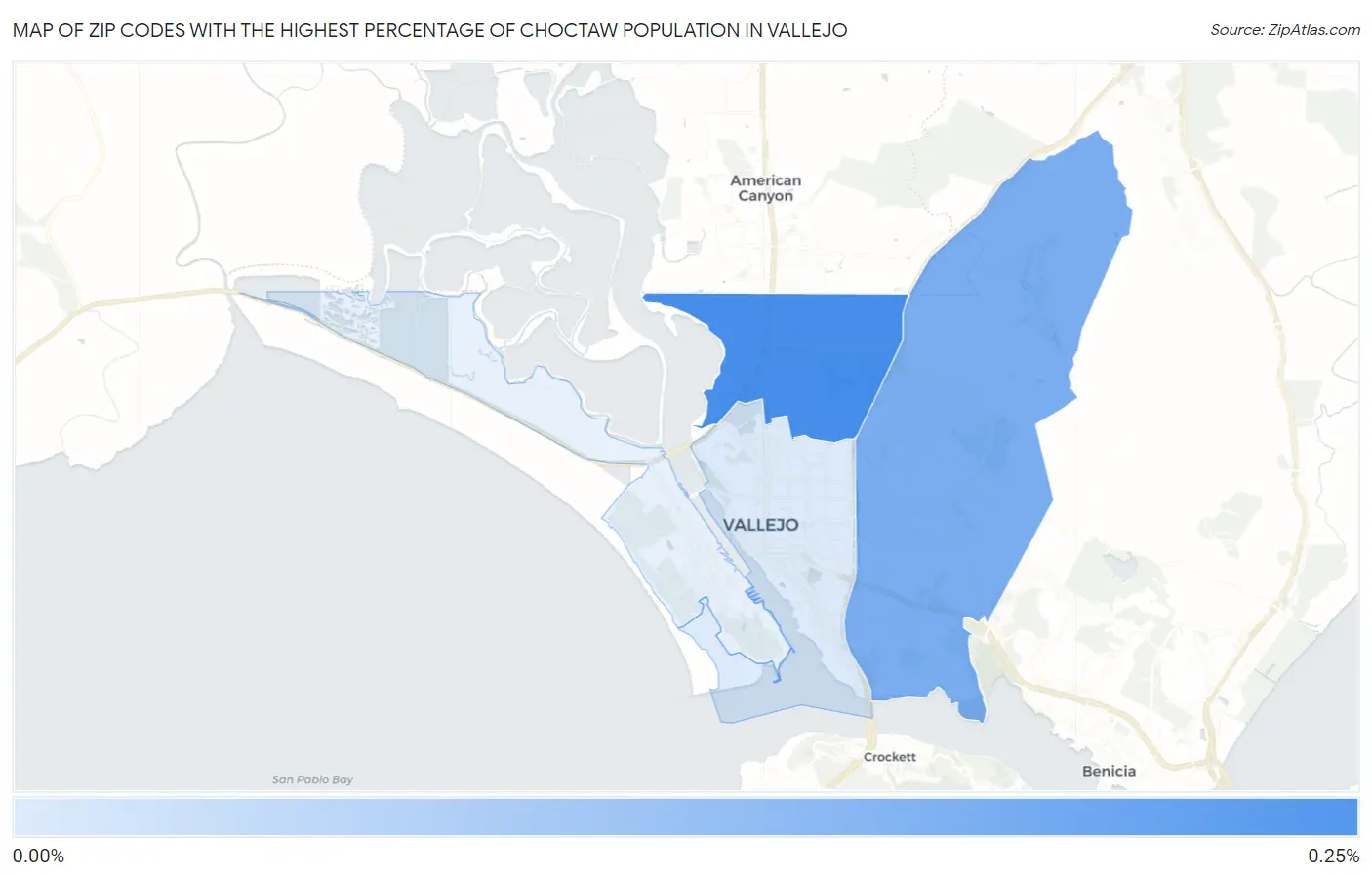 Zip Codes with the Highest Percentage of Choctaw Population in Vallejo Map