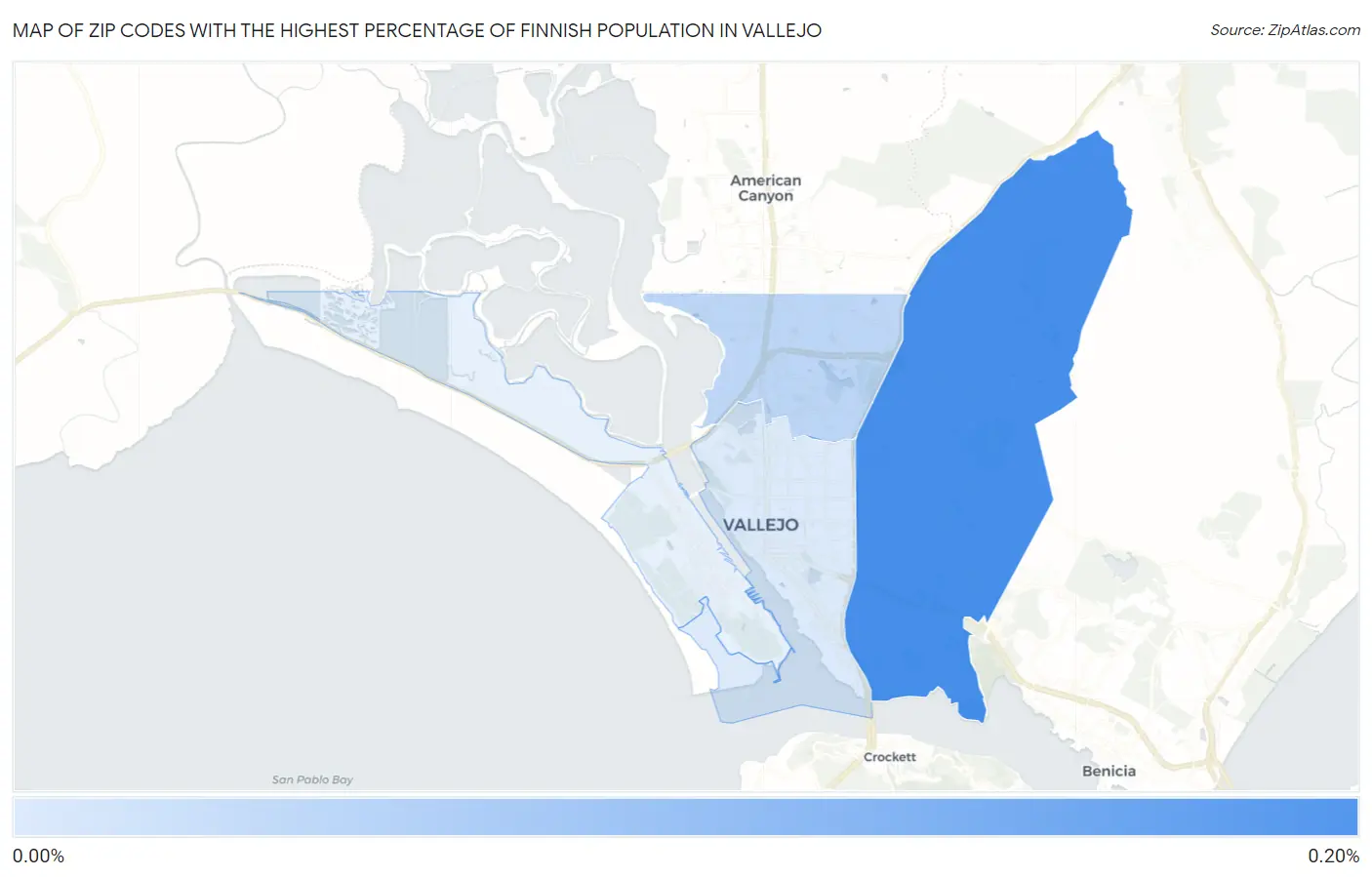 Zip Codes with the Highest Percentage of Finnish Population in Vallejo Map
