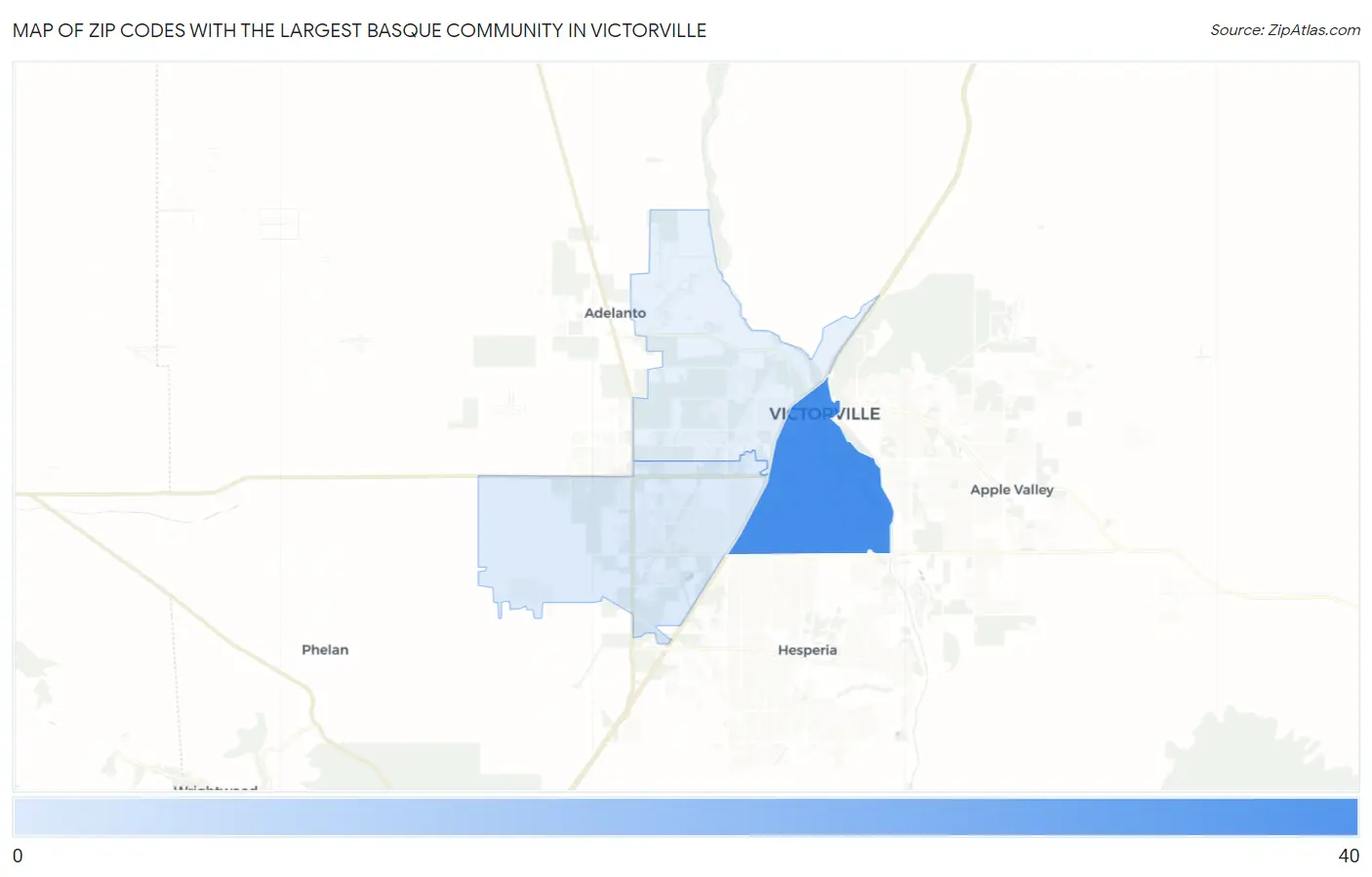 Zip Codes with the Largest Basque Community in Victorville Map