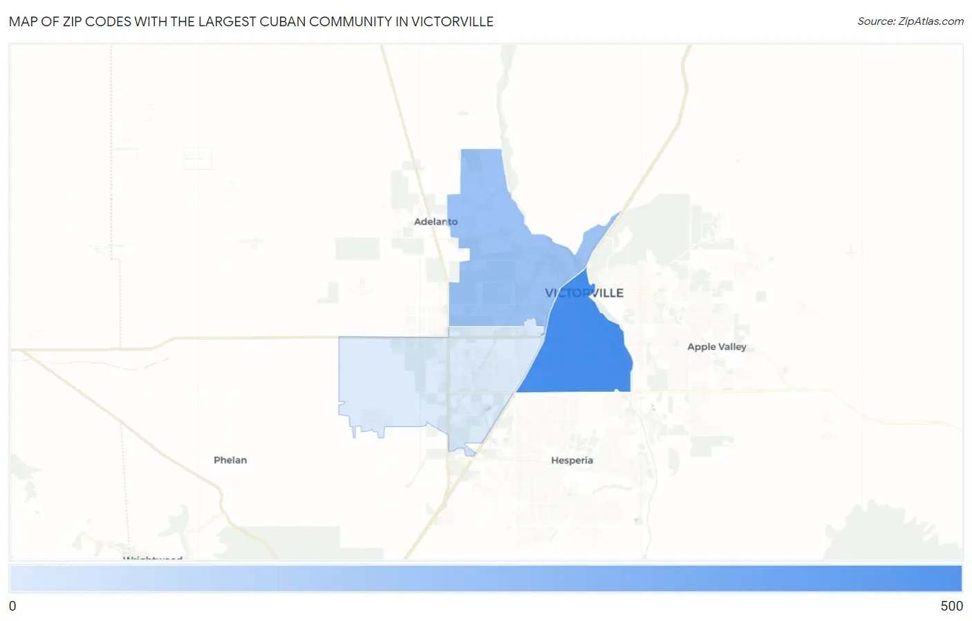 Zip Codes with the Largest Cuban Community in Victorville Map