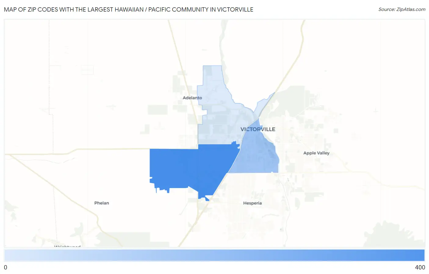 Zip Codes with the Largest Hawaiian / Pacific Community in Victorville Map