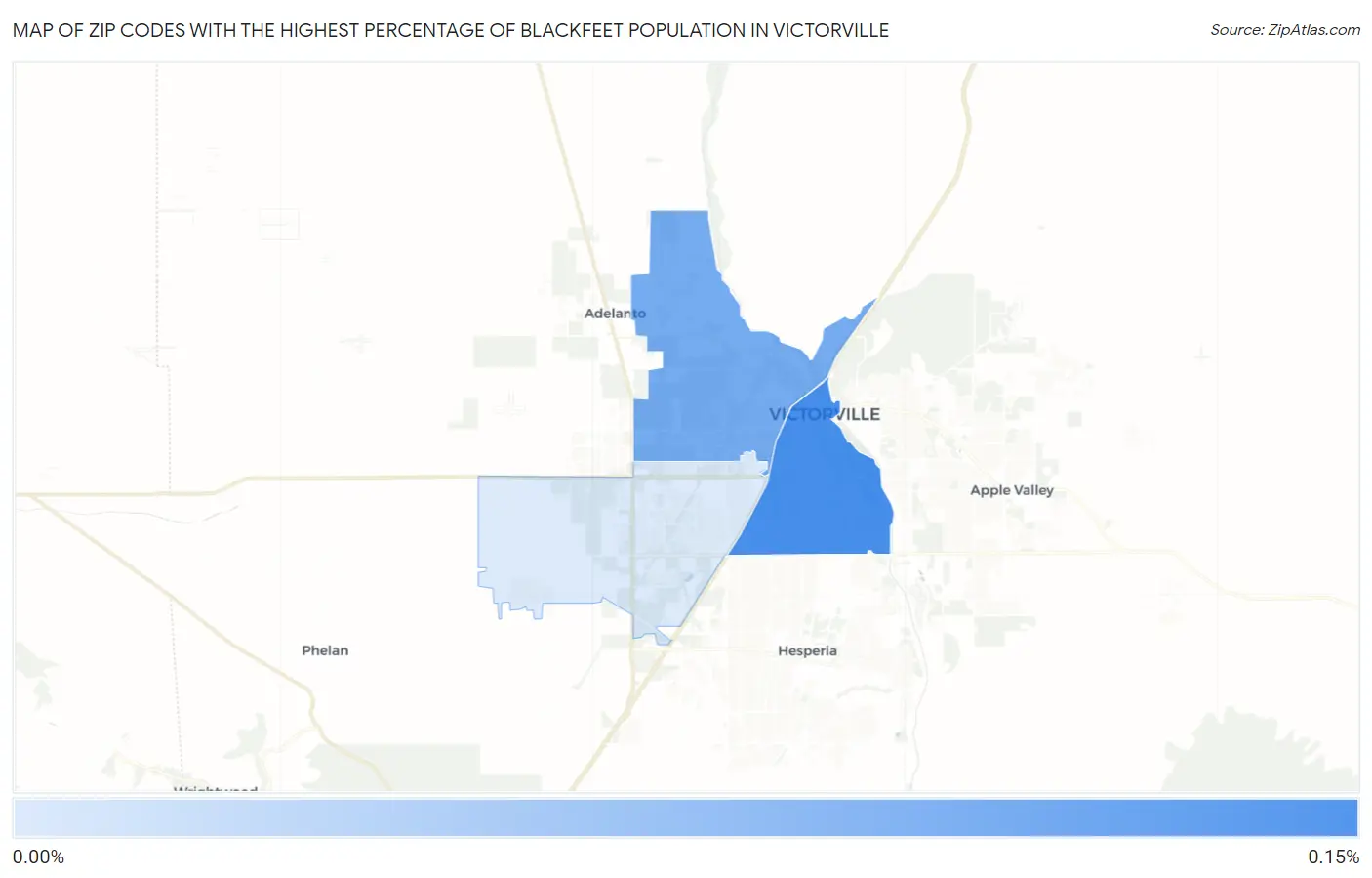 Zip Codes with the Highest Percentage of Blackfeet Population in Victorville Map
