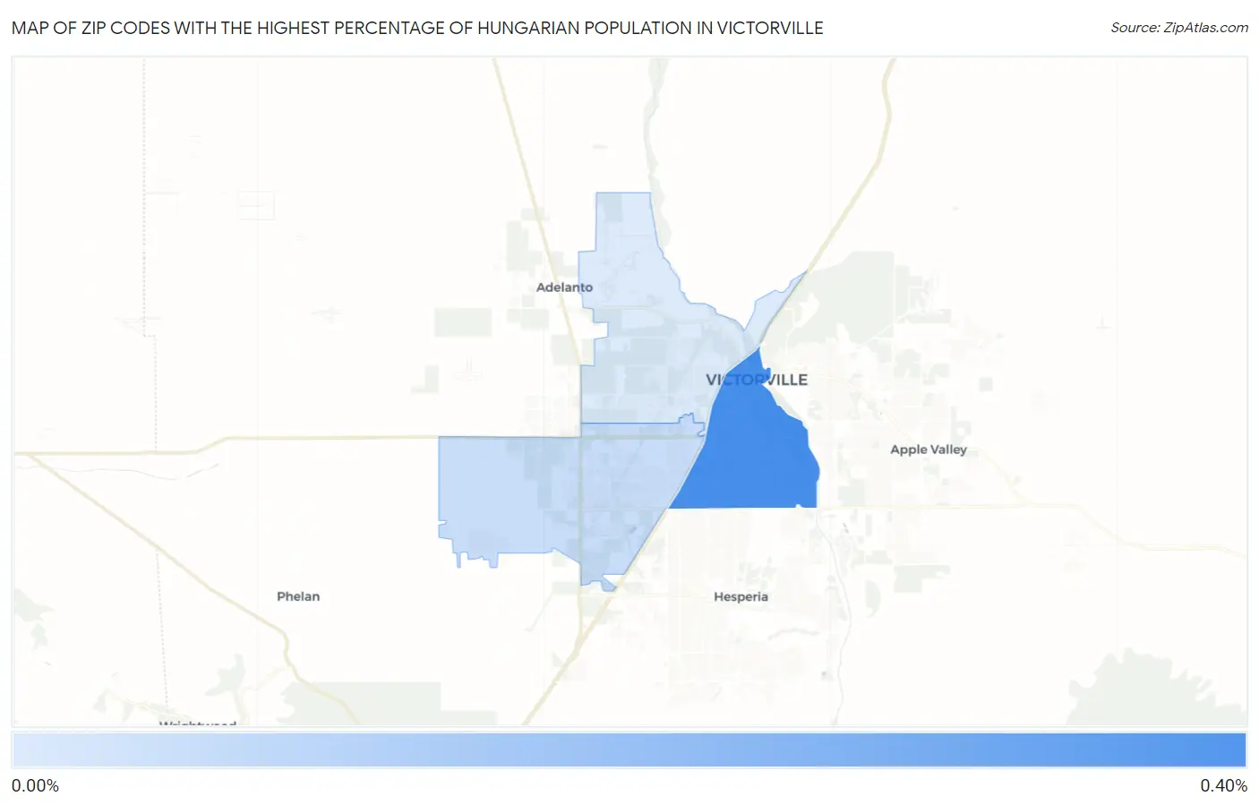Zip Codes with the Highest Percentage of Hungarian Population in Victorville Map