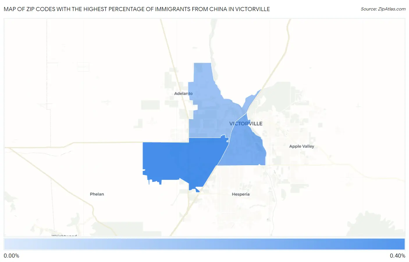 Zip Codes with the Highest Percentage of Immigrants from China in Victorville Map