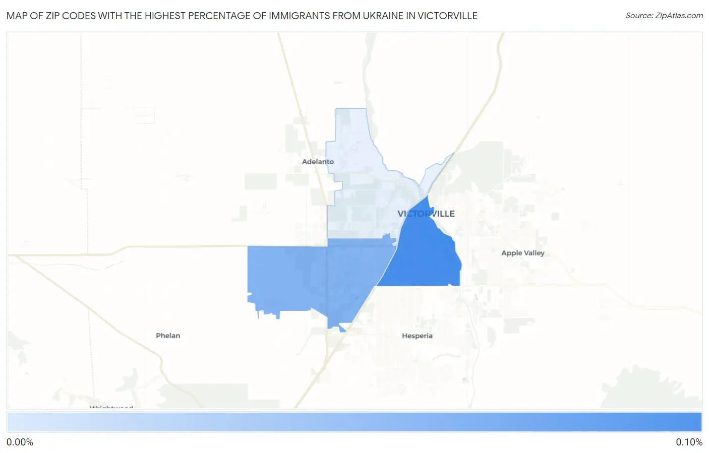 Zip Codes with the Highest Percentage of Immigrants from Ukraine in Victorville Map