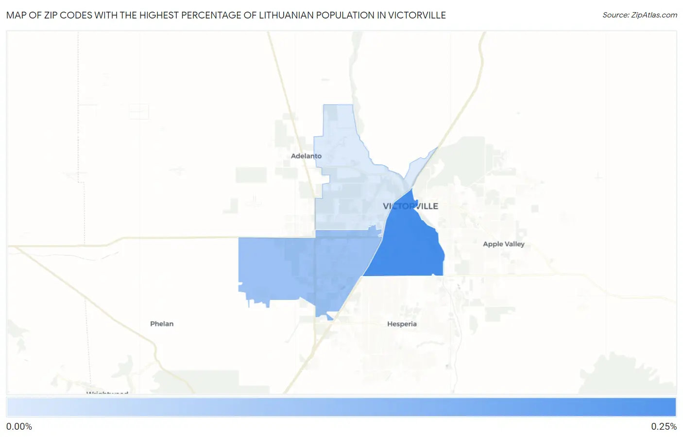 Zip Codes with the Highest Percentage of Lithuanian Population in Victorville Map