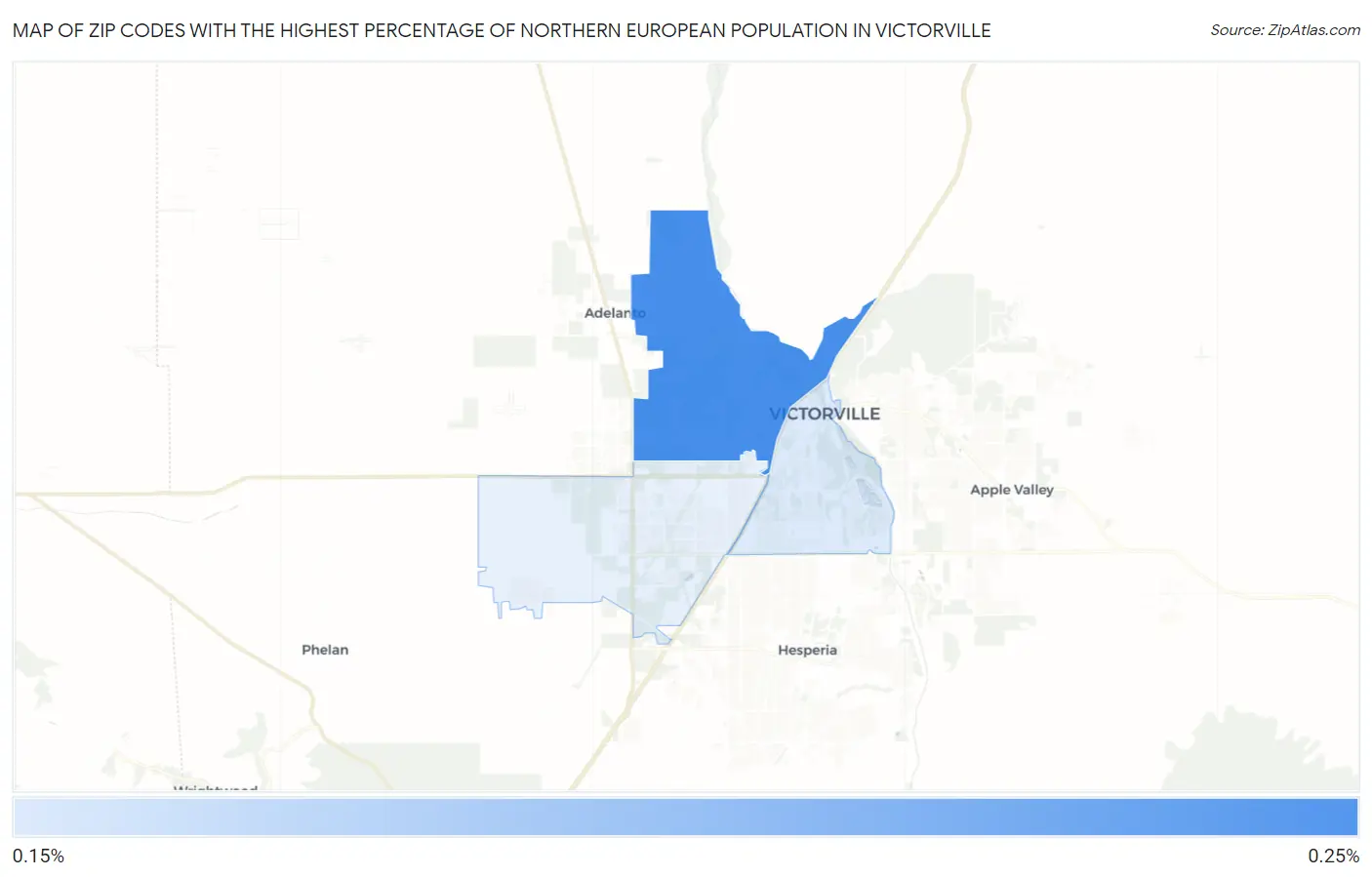 Zip Codes with the Highest Percentage of Northern European Population in Victorville Map