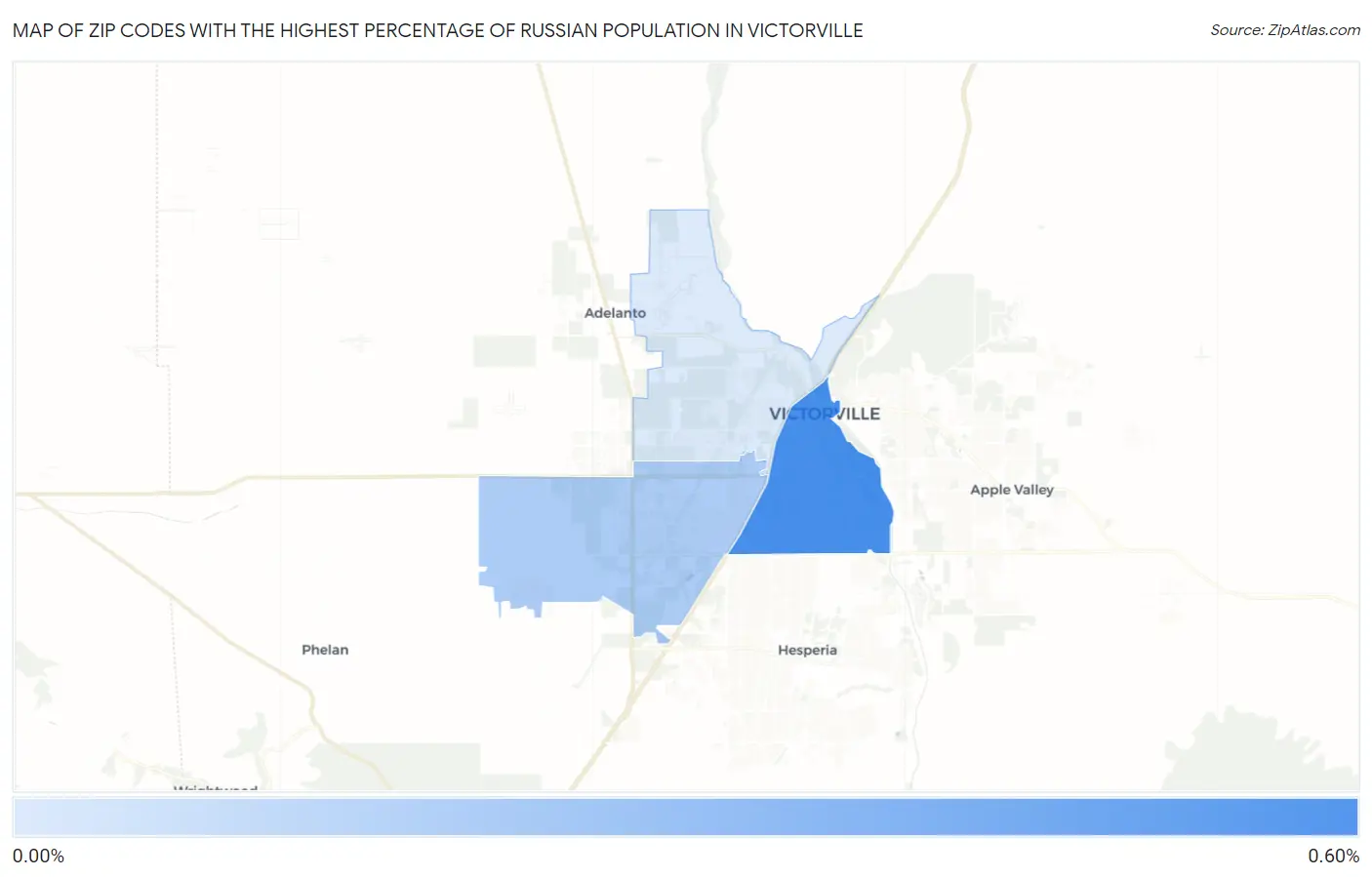 Zip Codes with the Highest Percentage of Russian Population in Victorville Map