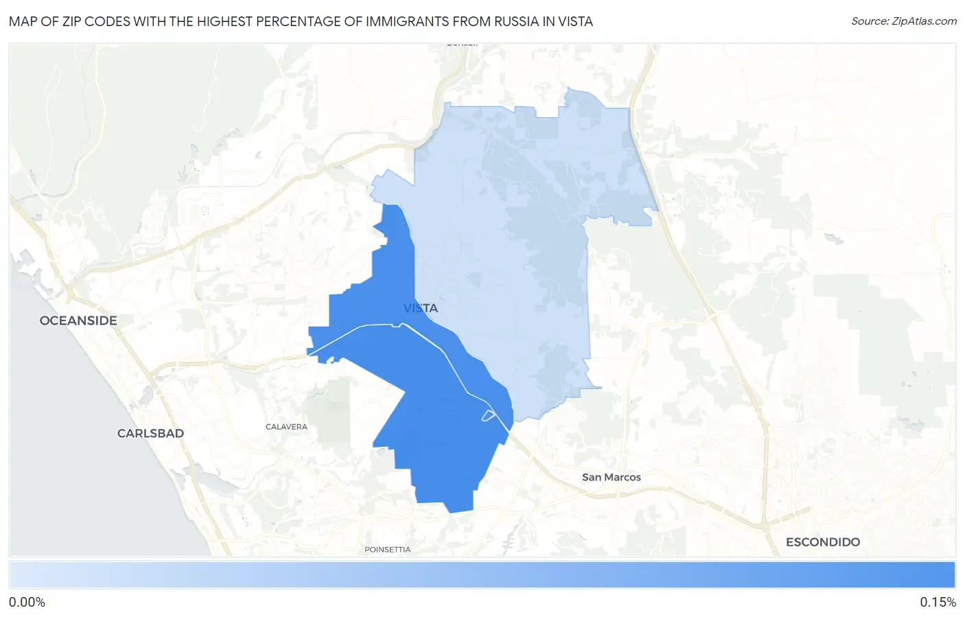 Zip Codes with the Highest Percentage of Immigrants from Russia in Vista Map