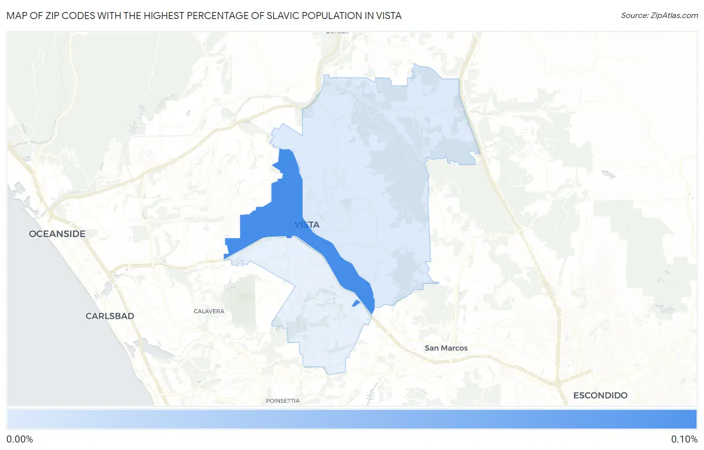 Zip Codes with the Highest Percentage of Slavic Population in Vista Map
